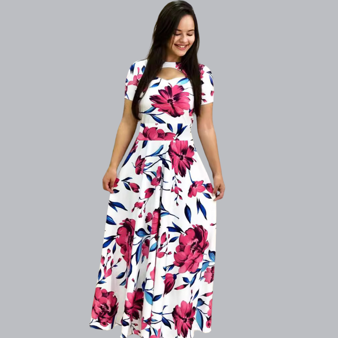 Talia™ | Maxikleid mit rosa Blumenprint und femininem Ausschnitt