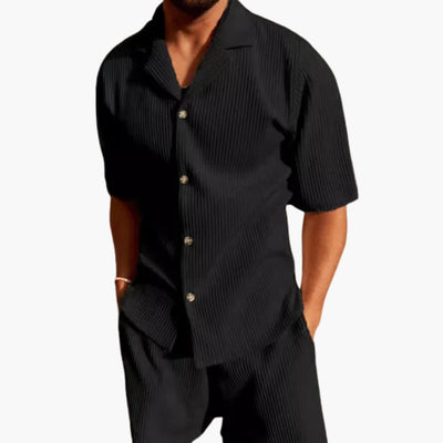 Herren Sommer Set aus strukturiertem Stoff mit Kurzarmhemd