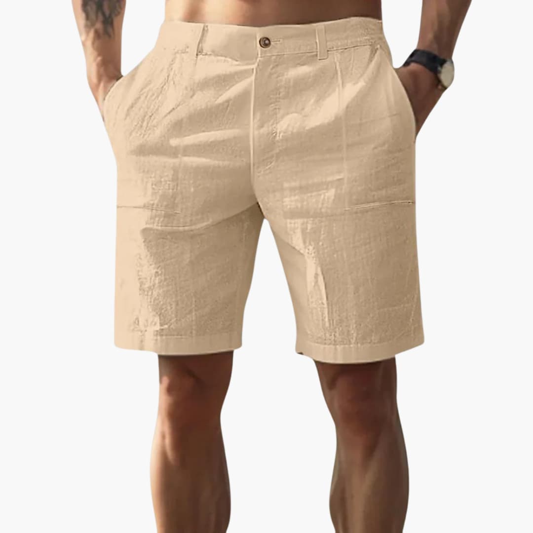 Herren Leinen Shorts mit Reißverschluss und Seitentaschen