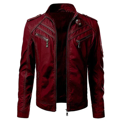 Herren Stilvolle Premium Bikerjacke | Mehrere Taschen