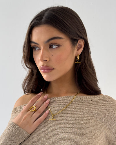 Goldener Ovaler Ring mit Hohlem Design – Zeitlose Eleganz für jeden Anlass