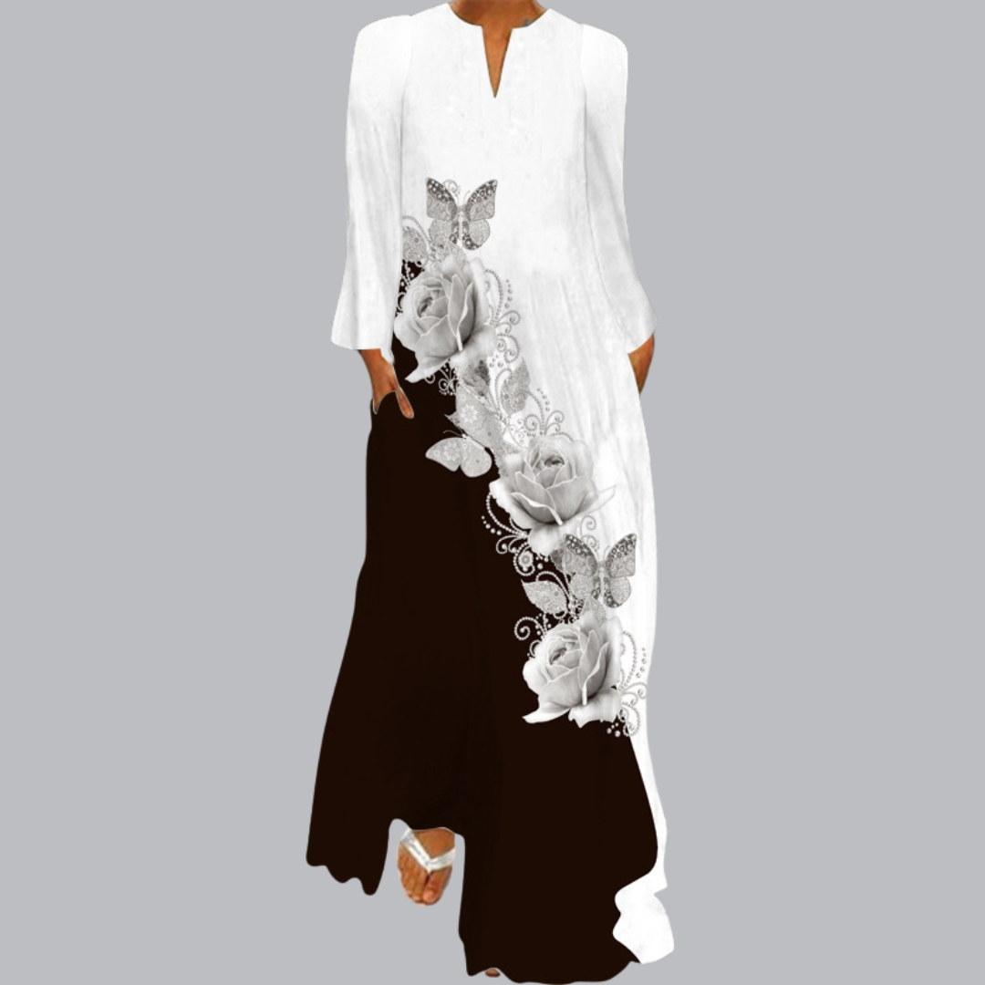 Samira™ | Langarm-Maxikleid mit elegantem Print in mehreren Designs