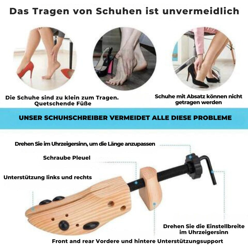 TimberStride™ | Hölzerne Werkzeuge für breite Schuhe
