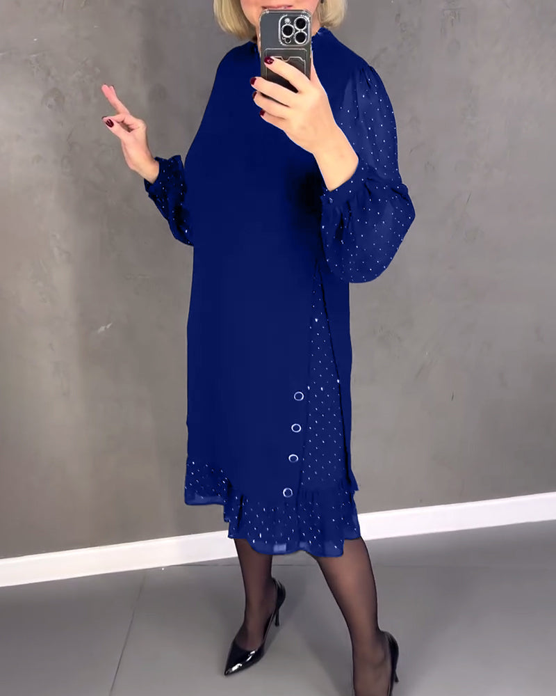ELIANA | Elegantes Kleid mit transparenten Ärmeln und schmeichelhafter Schnitt für Herbstanlässe