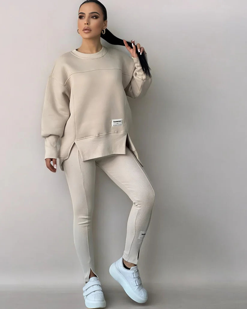 Zweiteiler mit Oversize-Sweatshirt | Schmale Hose | Urbaner Streetstyle