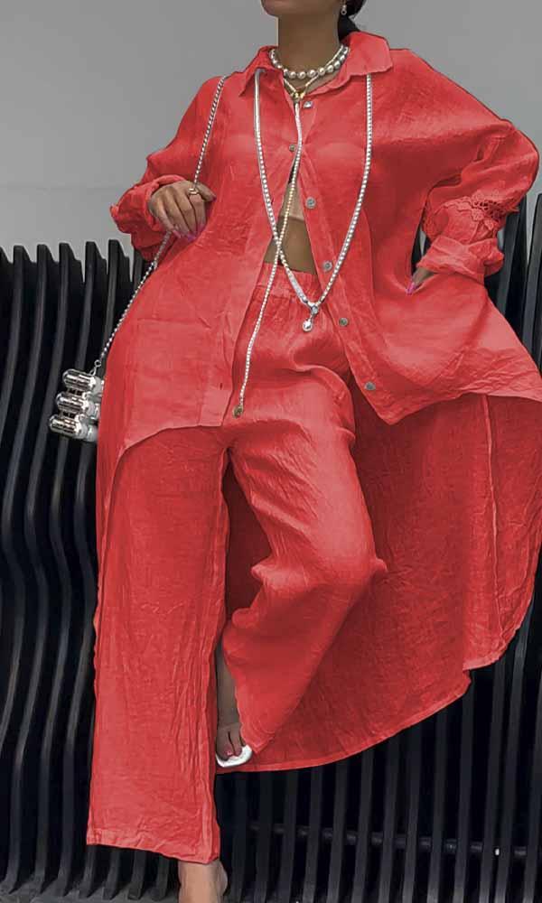 Lange Bluse und Hose im 2er-Set