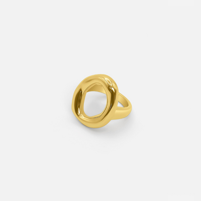 Goldener Ovaler Ring mit Hohlem Design – Zeitlose Eleganz für jeden Anlass