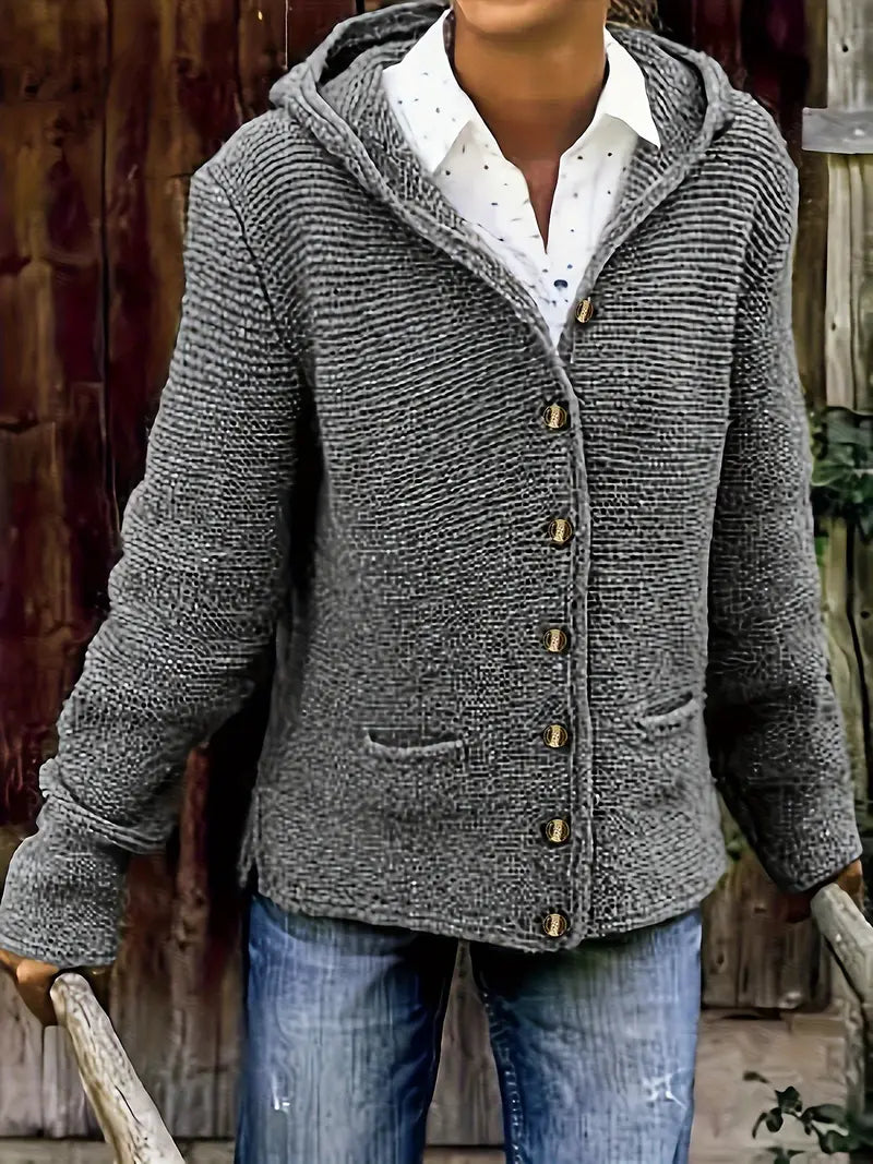 Briselda – Eleganter Strickjacke Mit Langen Ärmeln Und Kapuze