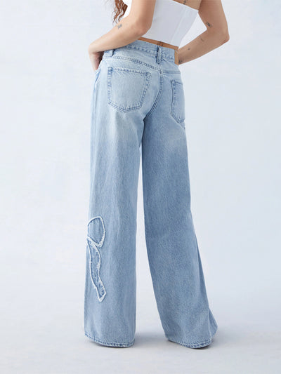 Weite Jeans mit Schleifendetail | High-Waist | Trendiger Look