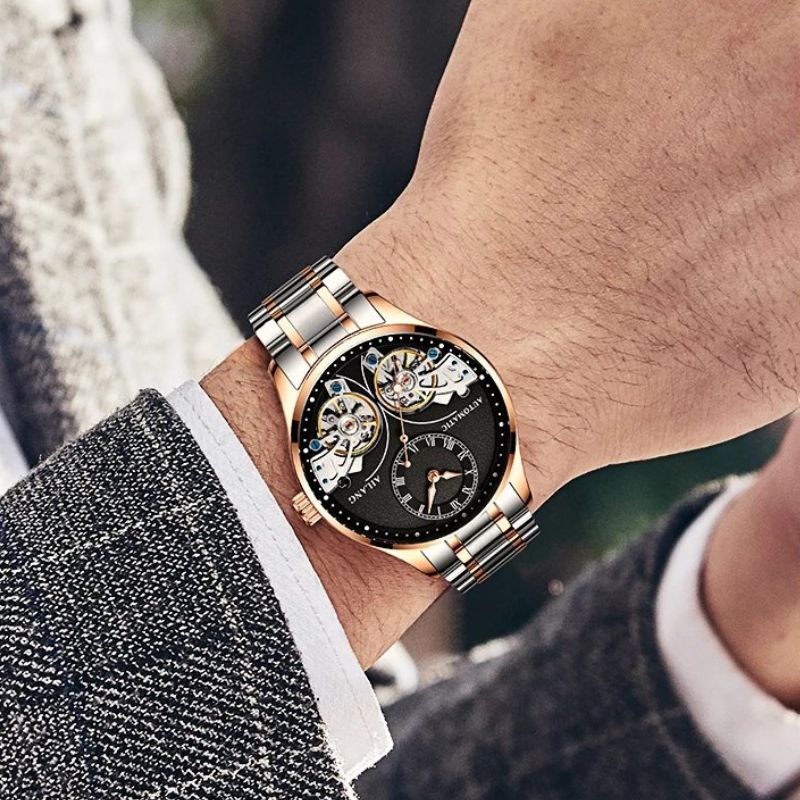 Doppeltourbillon Leuchtende Mechanische Herrenuhr