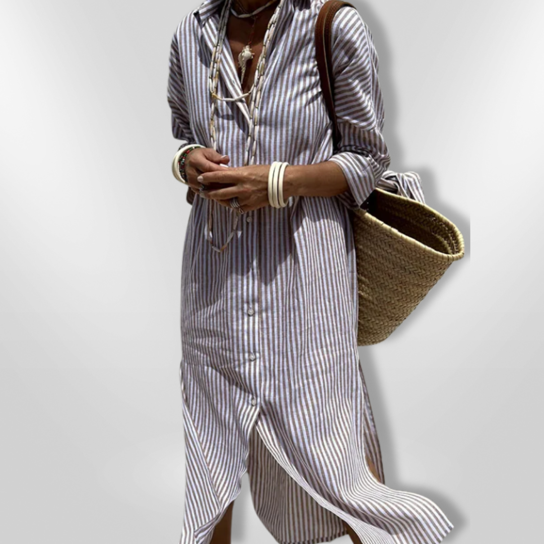 Amanda - Schickes gestreiftes Hemdkleid