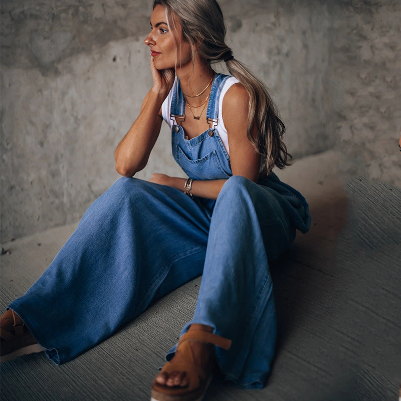 Zelda - Lässig Geschnittener Denim-Jumpsuit Chic