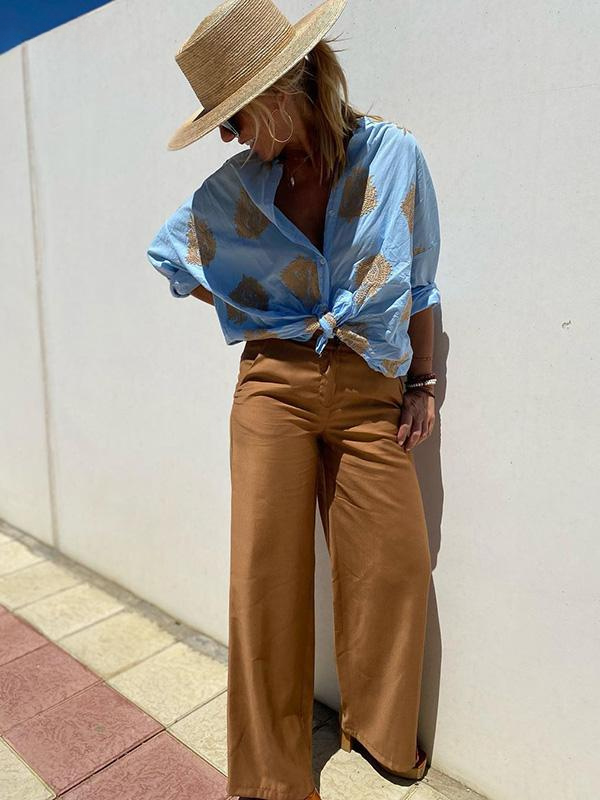 Meghan - Elegantes, besticktes Hemd mit Knopfleiste