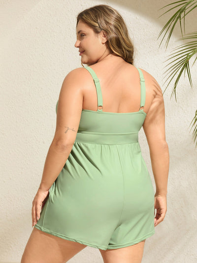 AquaWrap™ – Einfarbiger Einteiler-Badeanzug mit Wickelausschnitt und Gürtel