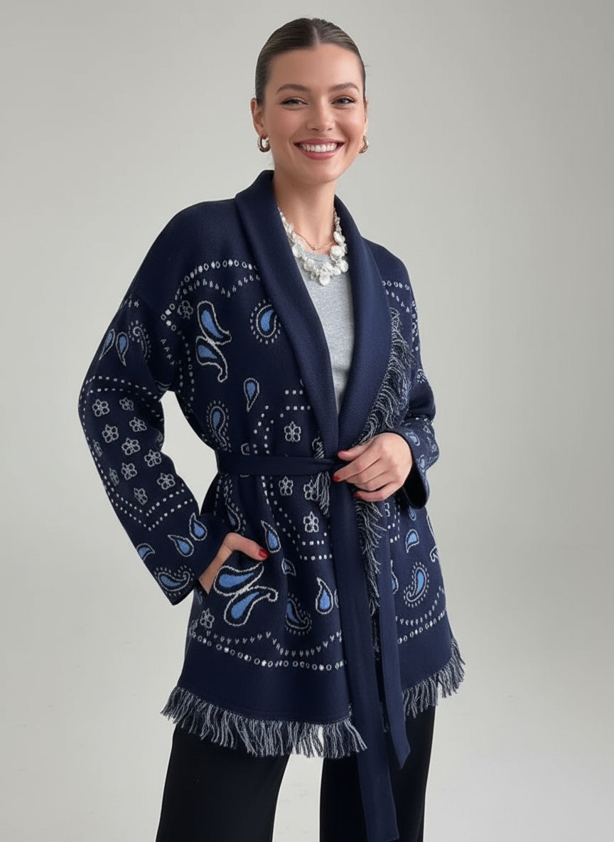 Sarah | Damen Strickpullover Mit Paisley Muster