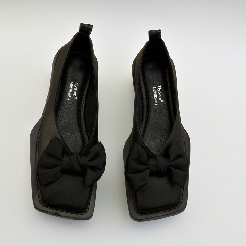 Caramina - Stilvolle Hahnentritt-Ballerinas mit Schleife Damen