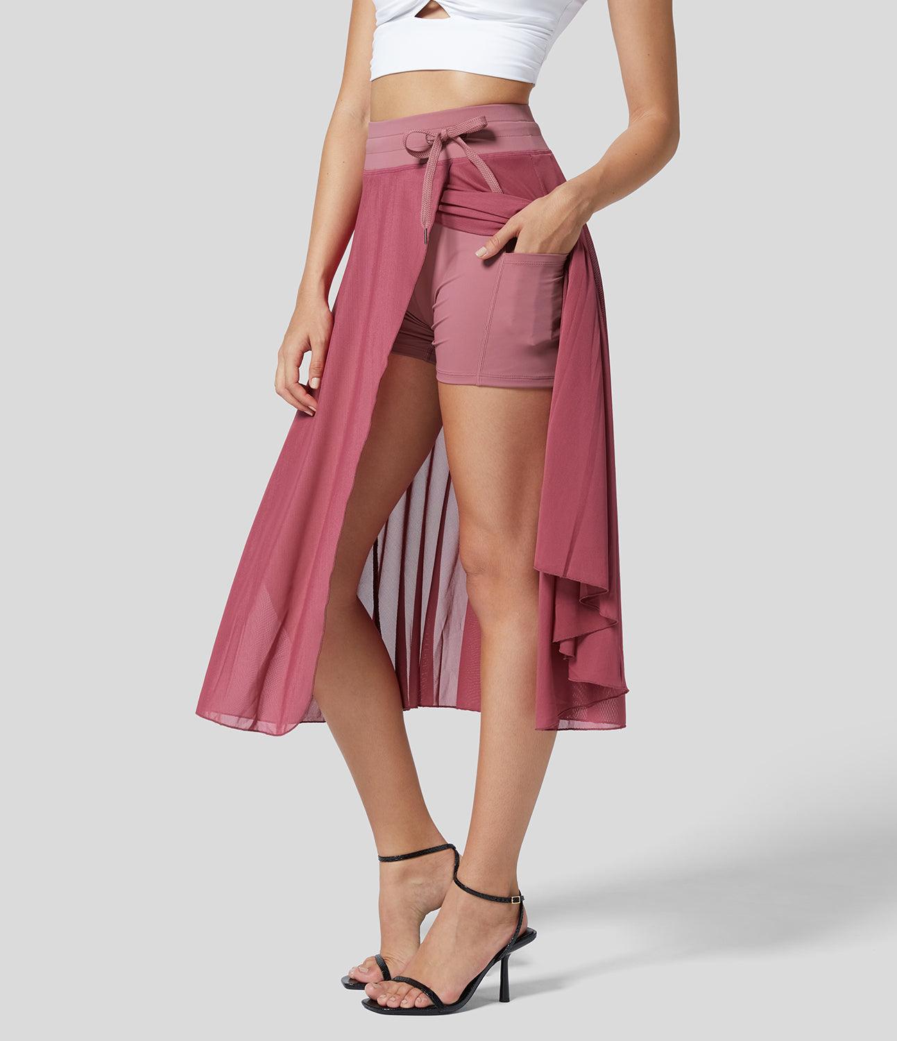 2-in-1 Rockshorts | Transparenter Überrock | Sportlich-feminin