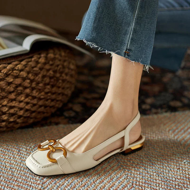 Slingback-Ballerinas mit Zierkette | Flacher Absatz | Elegante Form
