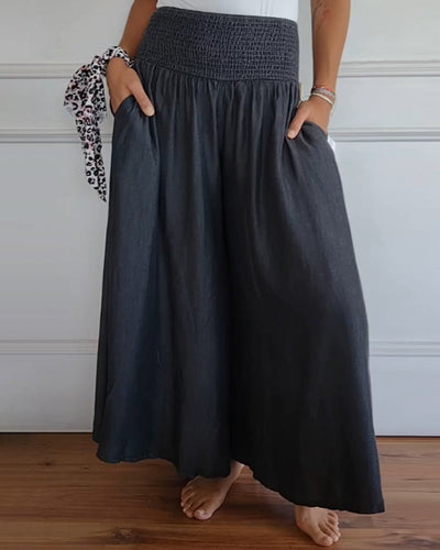 Weite Hose mit Smockbund | Maxi-Länge | Lässiger Fall