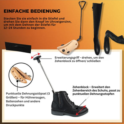 TimberStride™ | Hölzerne Werkzeuge für breite Schuhe