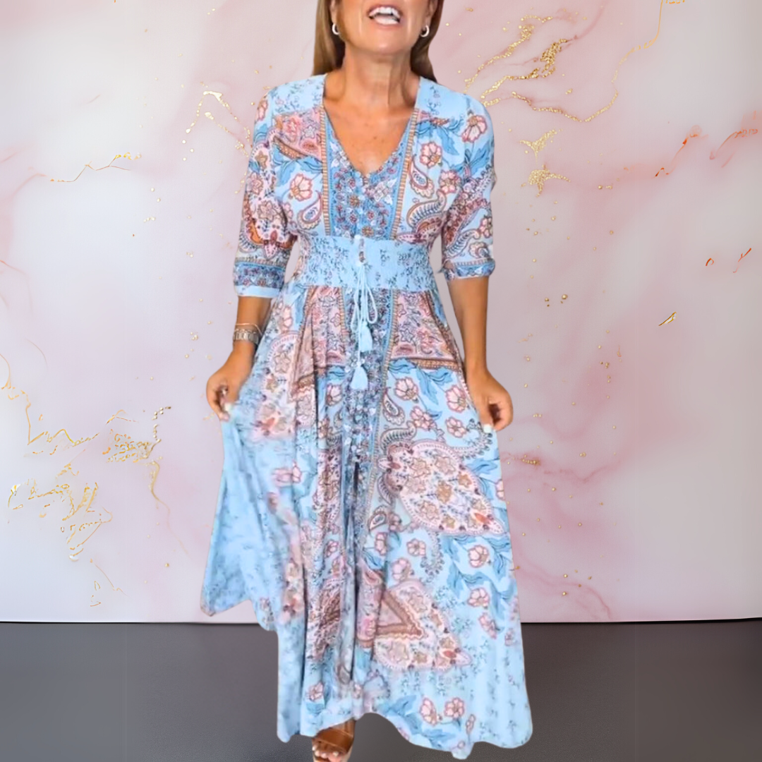 Fashionmoment ™ | Elegantes Sommerkleid mit V-Ausschnitt