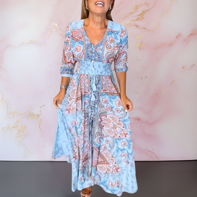 Fashionmoment ™ | Elegantes Sommerkleid mit V-Ausschnitt