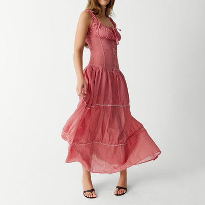 Midikleid mit Knopfleiste | Karomuster | Romantischer Sommerstil