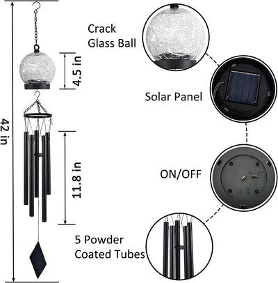 Windspiel ™ | Solar hängende Glaskugel | Windspiel LEDs 42 Zoll