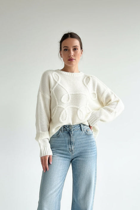 Sienna | Übergroßer Strickpullover Damen Rundhalsausschnitt