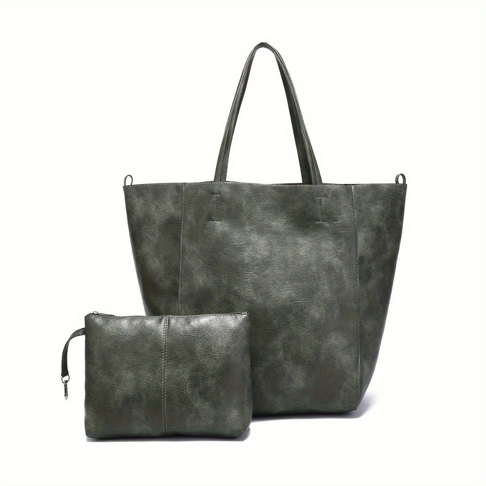 Shopper-Tasche mit Kosmetiktasche | Kunstleder | Minimalistisches Design