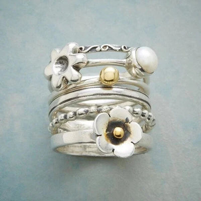 Blume Perlenkette Ring