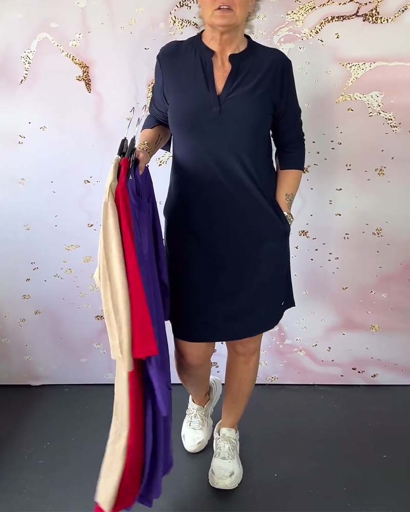 Tracy - schlichtes Kleid mit V-Ausschnitt