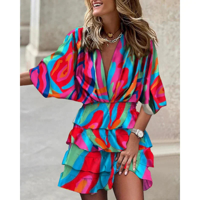 Sommerkleid mit Wickeloptik | Rüschenrock & Fledermausärmel | Luftiger Chic