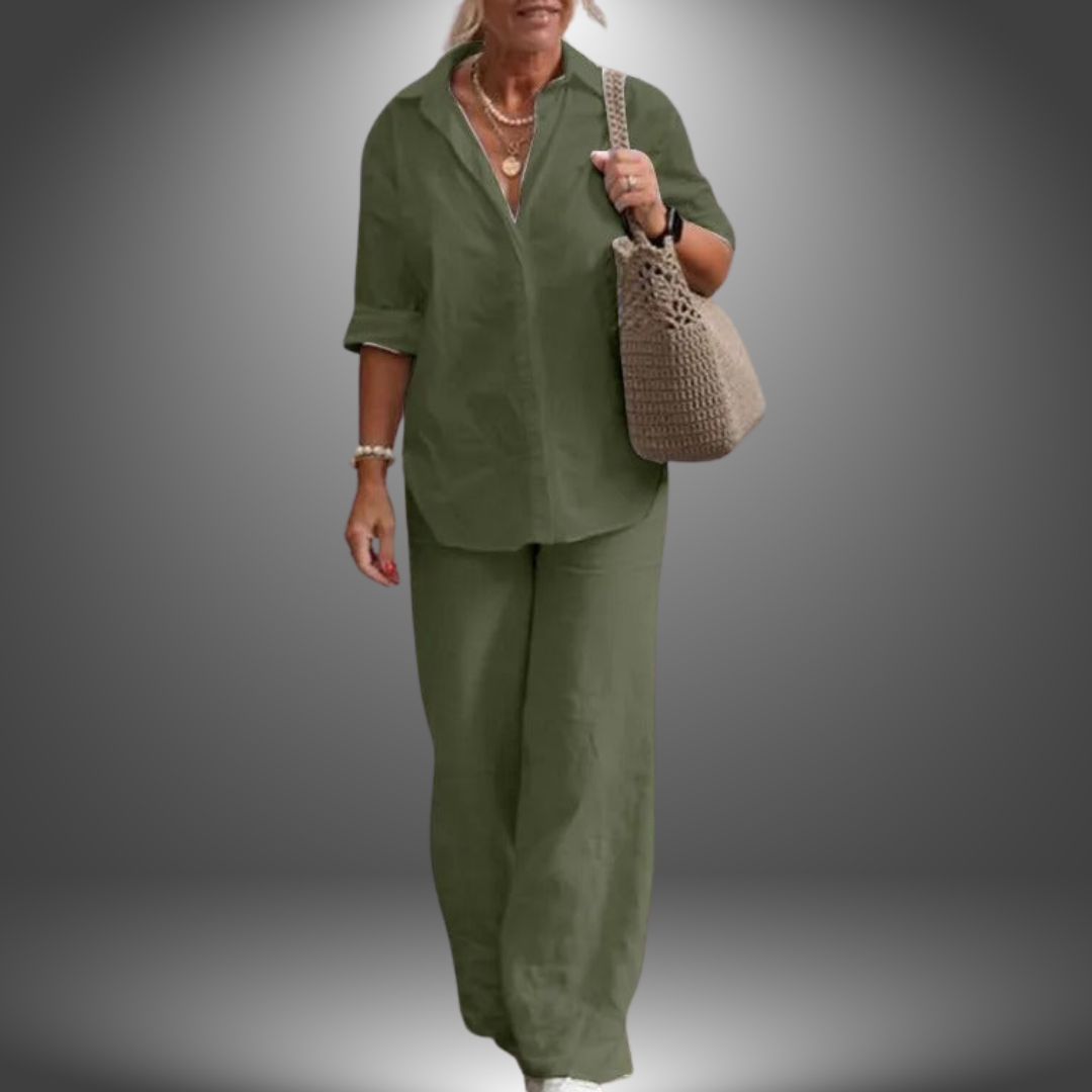 Ustinya - Handgemachtes Baumwoll-Shirt- und Hosen-Set