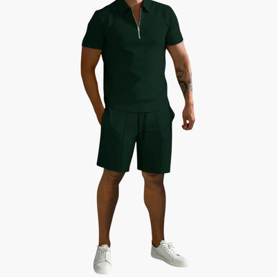 Herren Sommer-Zweiteiler mit Half-Zip-Shirt und Shorts