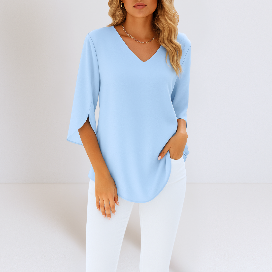 Fashionmoment™ | Elegante V-Ausschnitt-Bluse mit Trend-Ärmeln