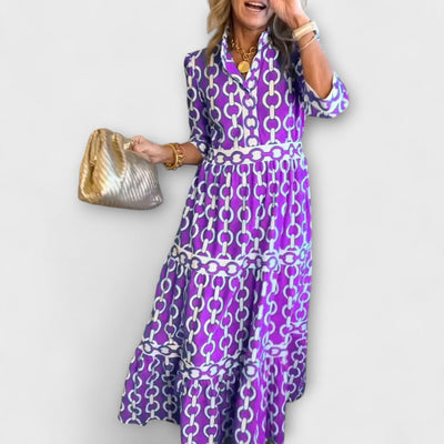 Stavroula - Midikleid Mit Kettenmuster