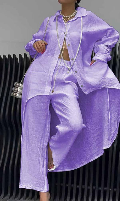 Lange Bluse und Hose im 2er-Set