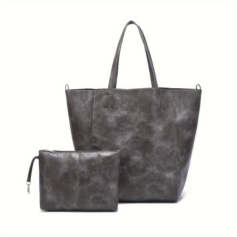 Shopper-Tasche mit Kosmetiktasche | Kunstleder | Minimalistisches Design