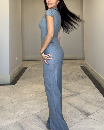 Roksana | Set aus Oberteil und Hose mit V-Ausschnitt