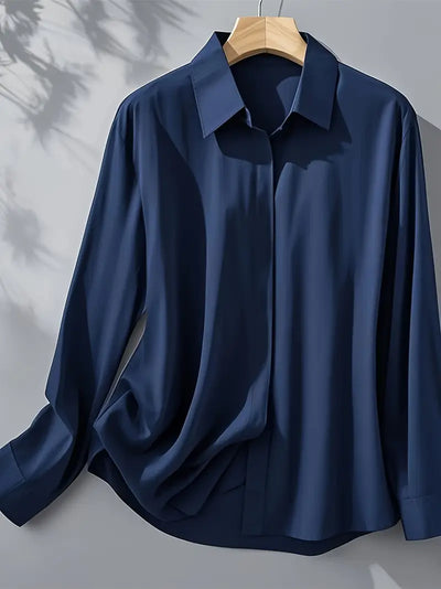 Amiliana - Elegantes Langärmeliges Hemd Mit Knopfleiste