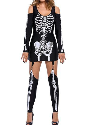 Skelett Druck Halloween Kostum
