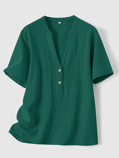 Sharron – Elegante Blusa V-Ausschnitt Mit Knopf