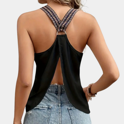 Cassandra - Schickes schwarzes Damen-Shirt mit V-Ausschnitt