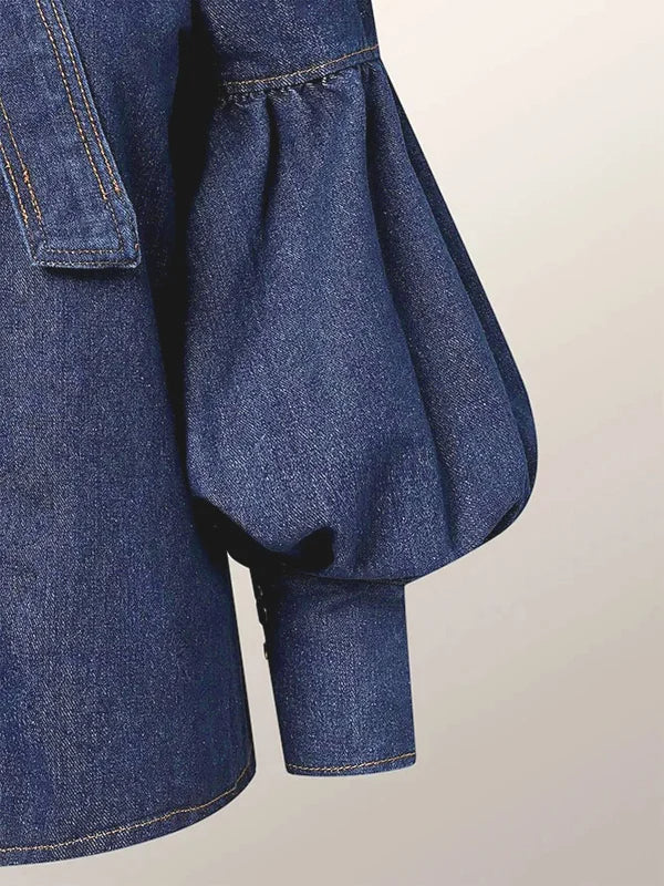 Ruelle – Stylische Puffärmel-Jeansbluse