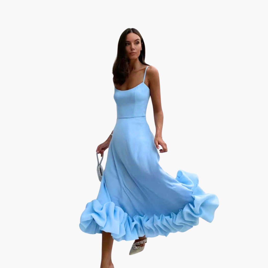 Elegantes fließendes Kleid für Frauen - mit Rüschen am Saum