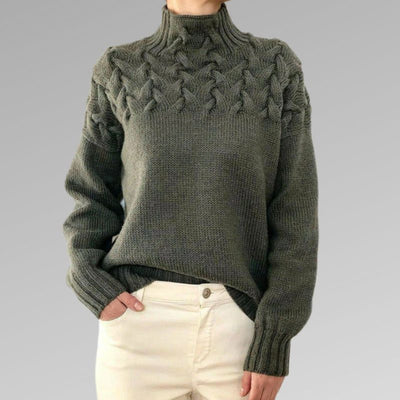 Strickpullover mit Zopfmuster | Hoher Kragen | Kuscheliger Komfort