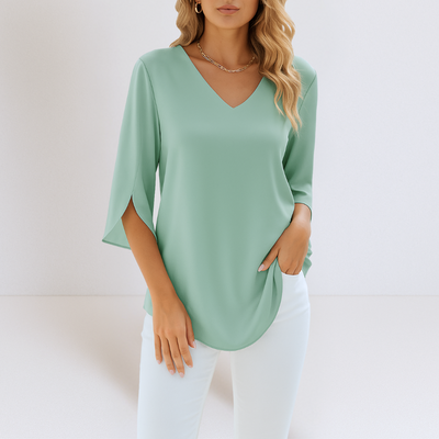 Fashionmoment™ | Elegante V-Ausschnitt-Bluse mit Trend-Ärmeln