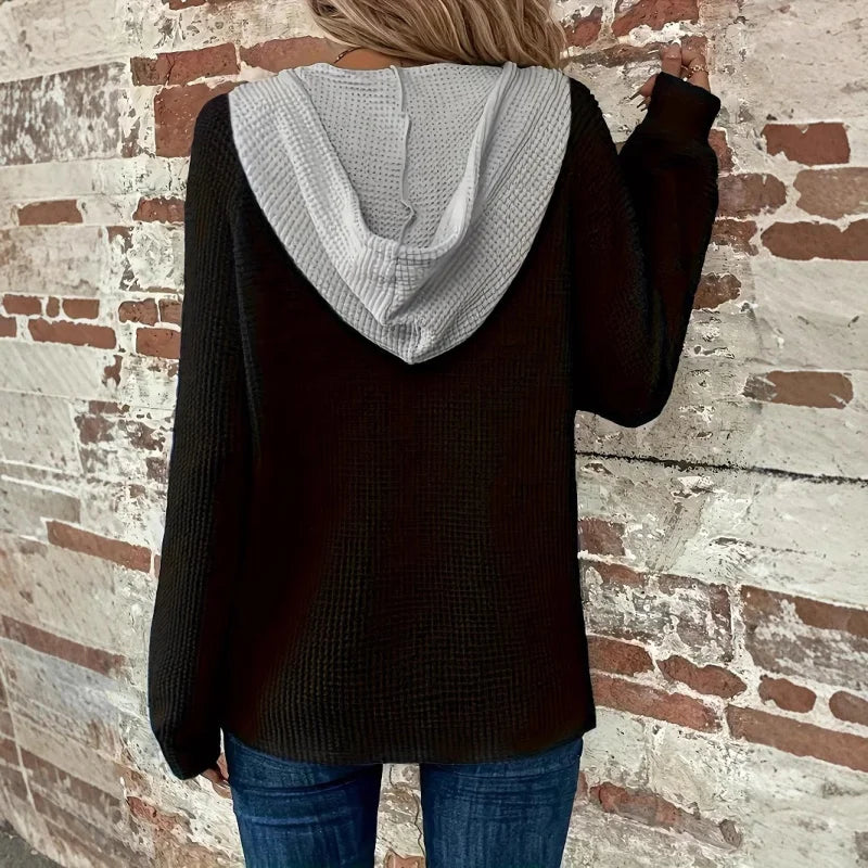 Angelina | Gemütliches Kontrast Kapuzensweatshirt