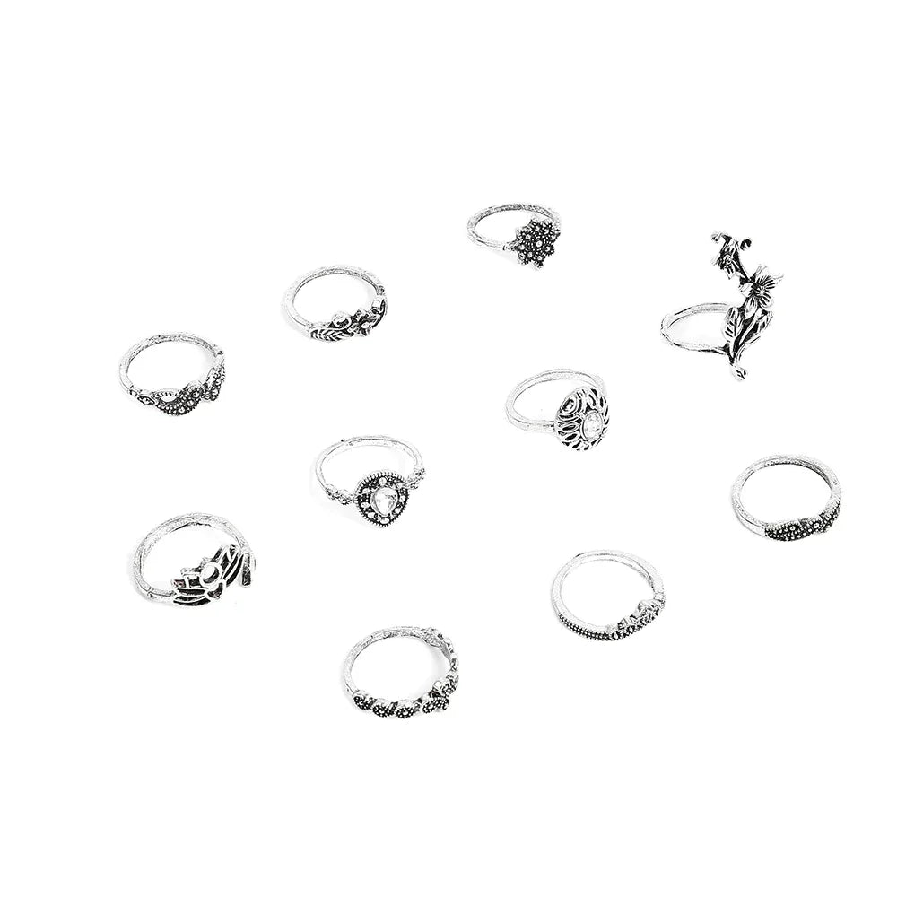 Set mit Ringen in Antik Silber mit verzauberten Details